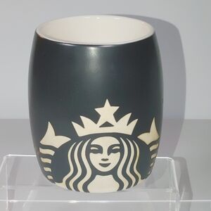STARBUCKS Etched Black & White Siren Mermaid Logo 14oz Barrel Coffee & Tea Cup